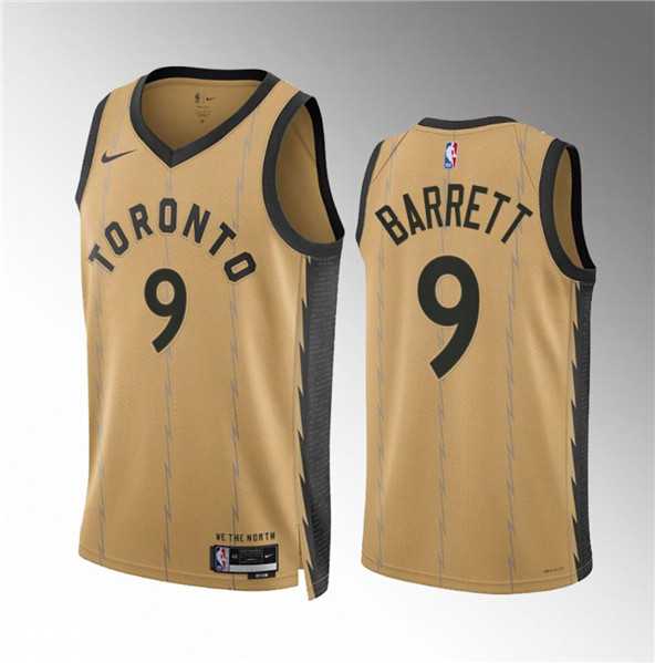 Men%27s Toronto Raptors #9 RJ Barrett Gold 2023-24 City Edition Stitched Basketball Jersey Dzhi